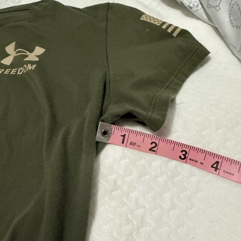 Under Armour Freedom T Shirt Mens M Green Performance Tactical Gym Logo Tee - Picture 5 of 9